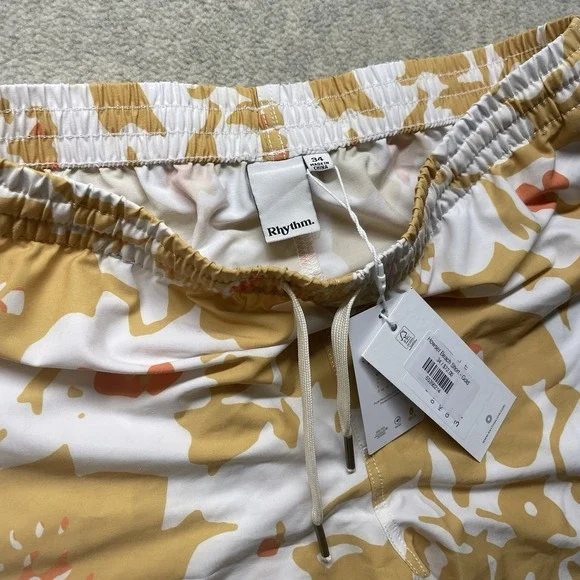 Rhythm Howser Beach Shorts Men's Size 34 Gold Camo Swim Trunks NWT $72 - Picture 3 of 6